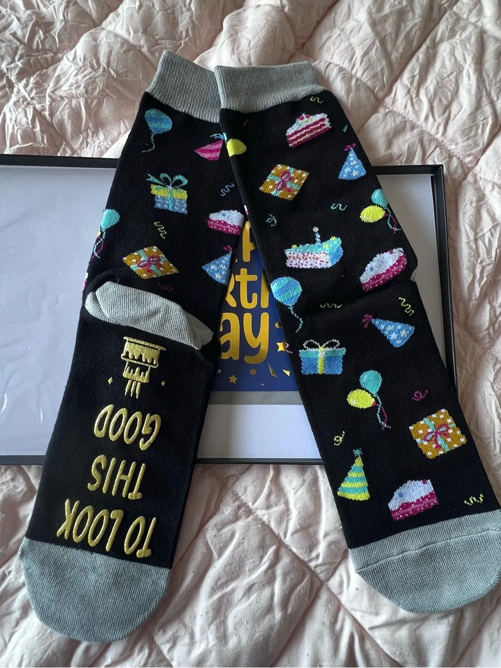 Black & Gray Novelty Socks - 'It Took Me 40 Years'